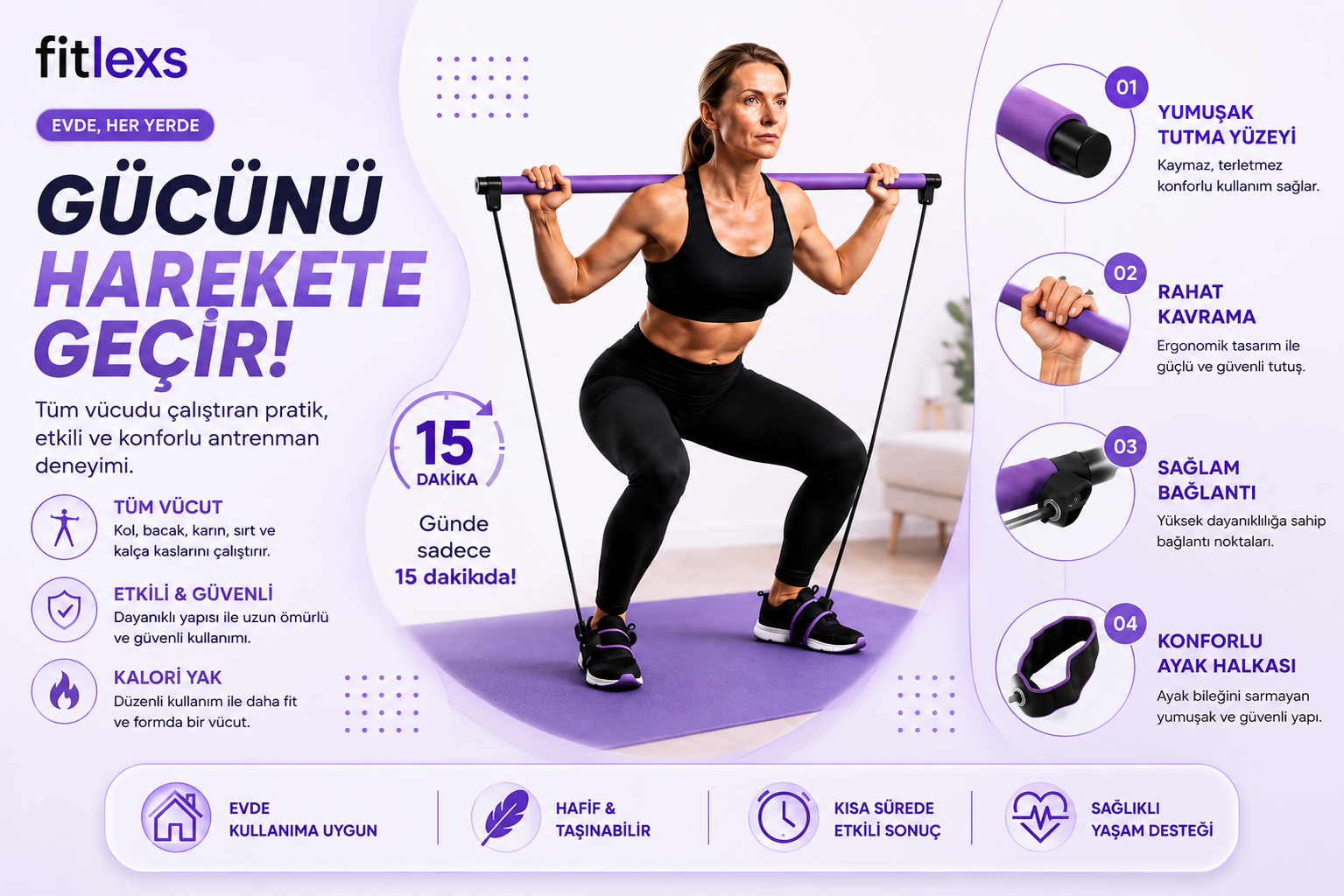 Fitlexs Pilates Bar Seti