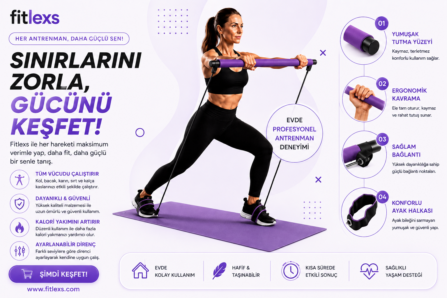 Fitlexs Pilates Bar Seti