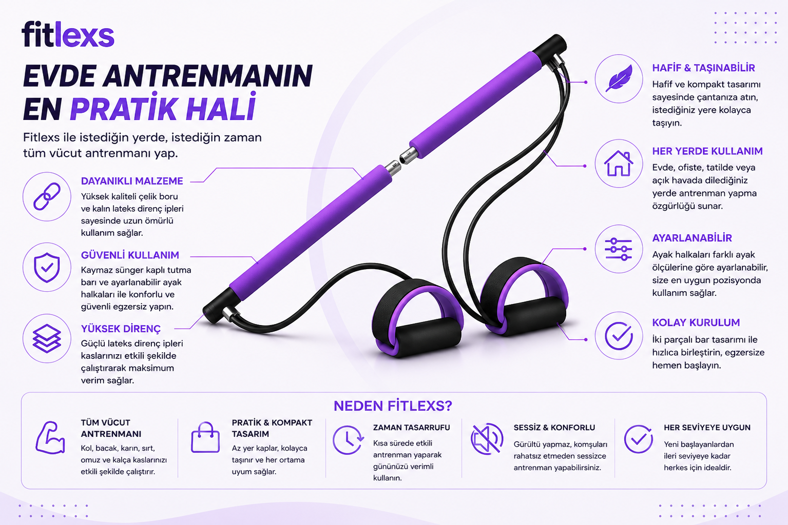 Fitlexs Pilates Bar Seti